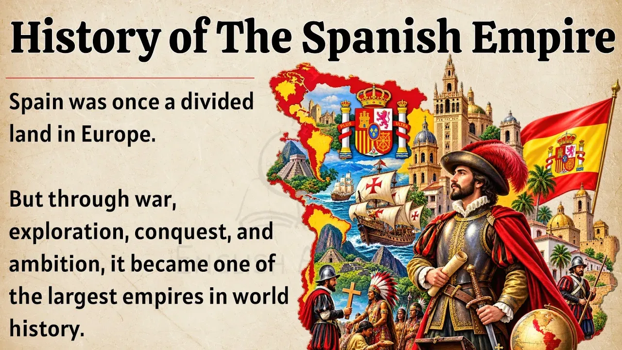 Video cover for The History Of The Spanish Empire | From A Small Kingdom To A Global Power | Learn English Through